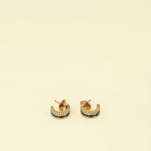Boucheron 18K Tri Gold Diamond Quatre Classique Mini Hoop Earrings