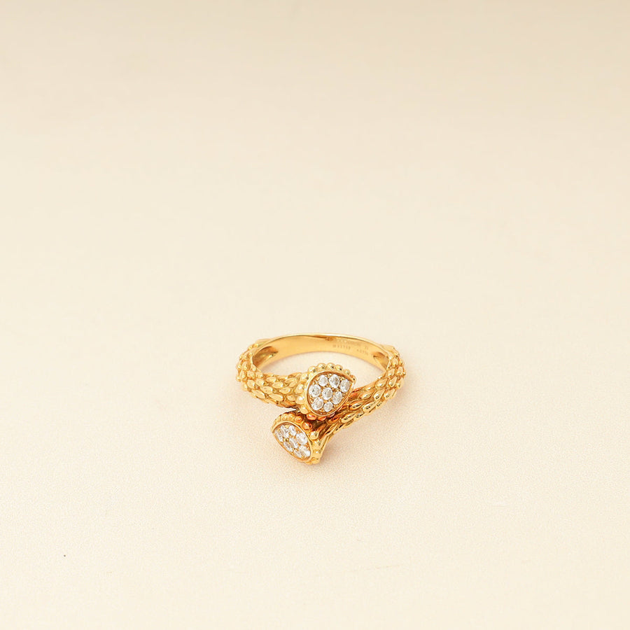 Boucheron 18K Yellow Gold Diamond Serpenti Bohème Toi et Moi Ring S Motif 53