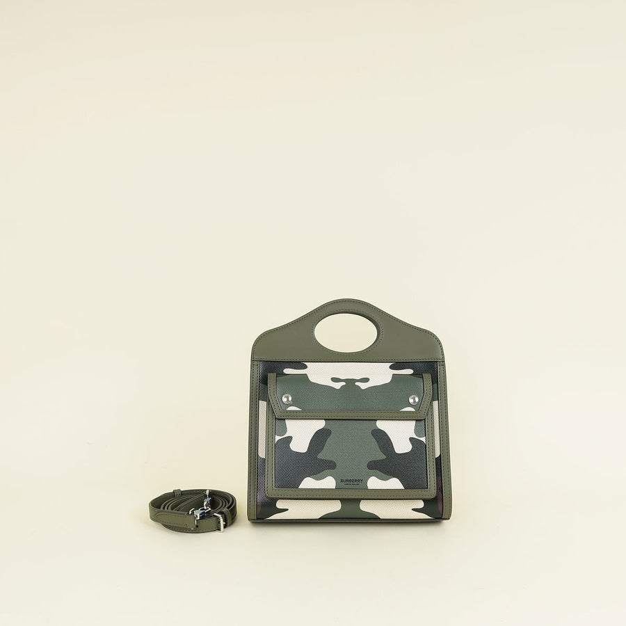 Burberry Green Multicolor Camouflage Mini Pocket Bag