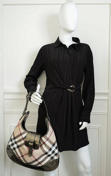 Burberry Bicolor Nova Check Brook Hobo Bag