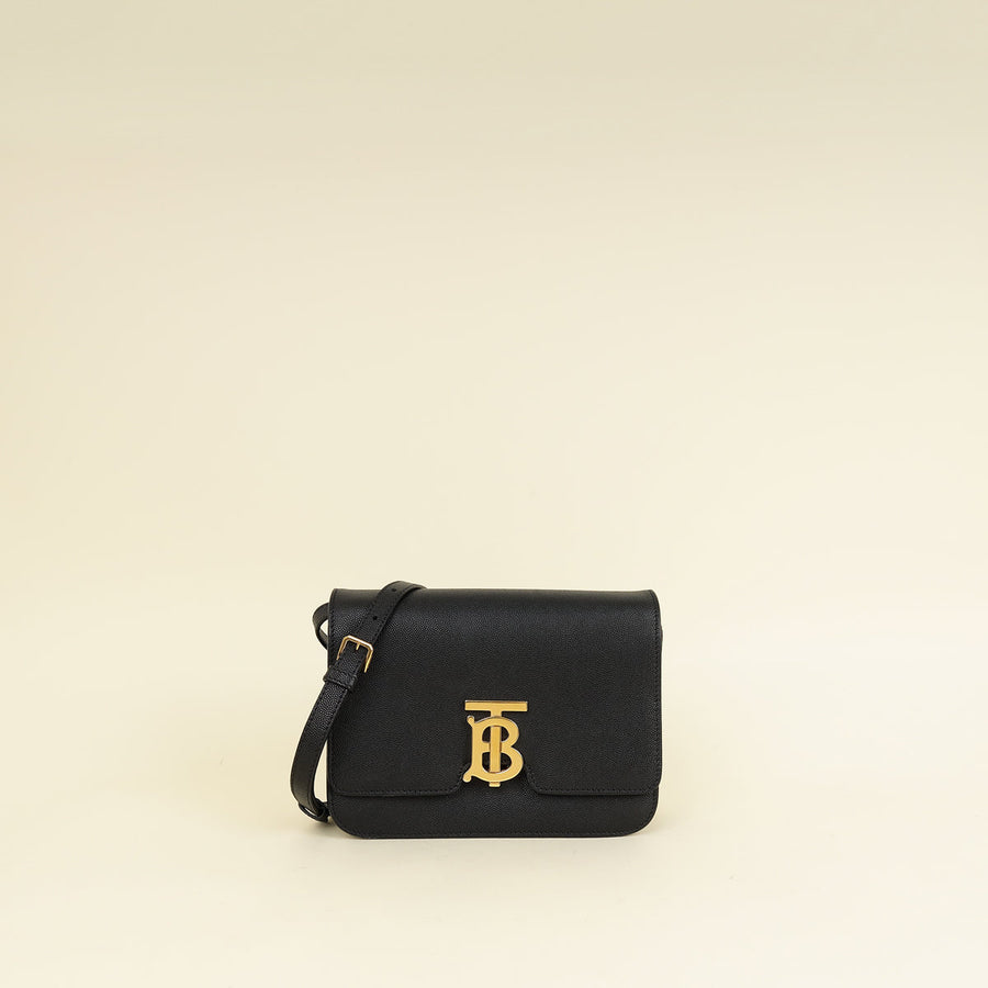 Burberry Black TB Logo Flap Small Bag