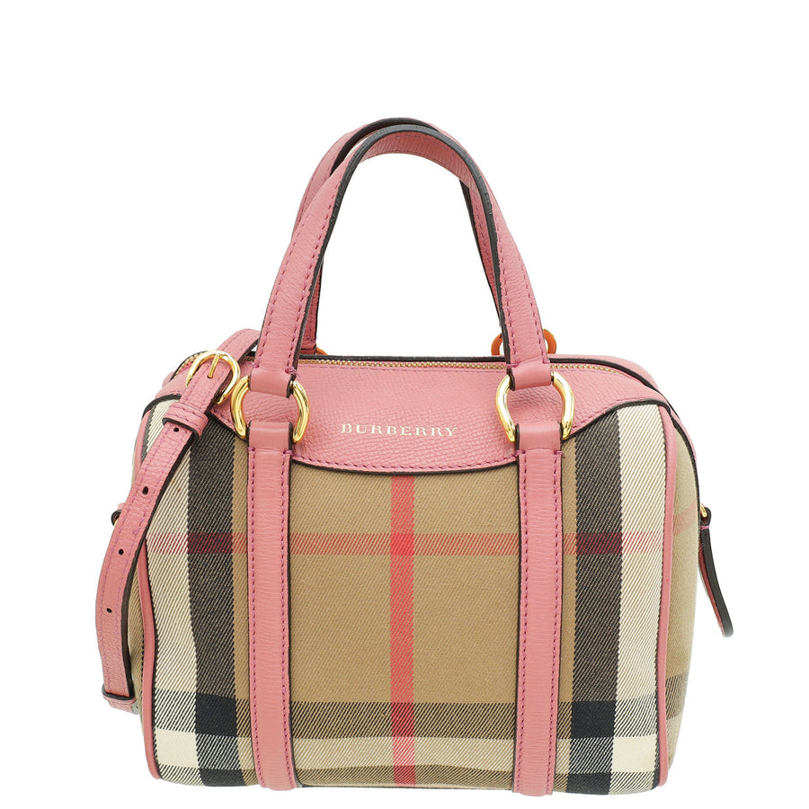 Burberry Bicolor House Check Small Convertible Alchester Bag