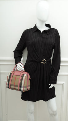 Burberry Bicolor House Check Small Convertible Alchester Bag