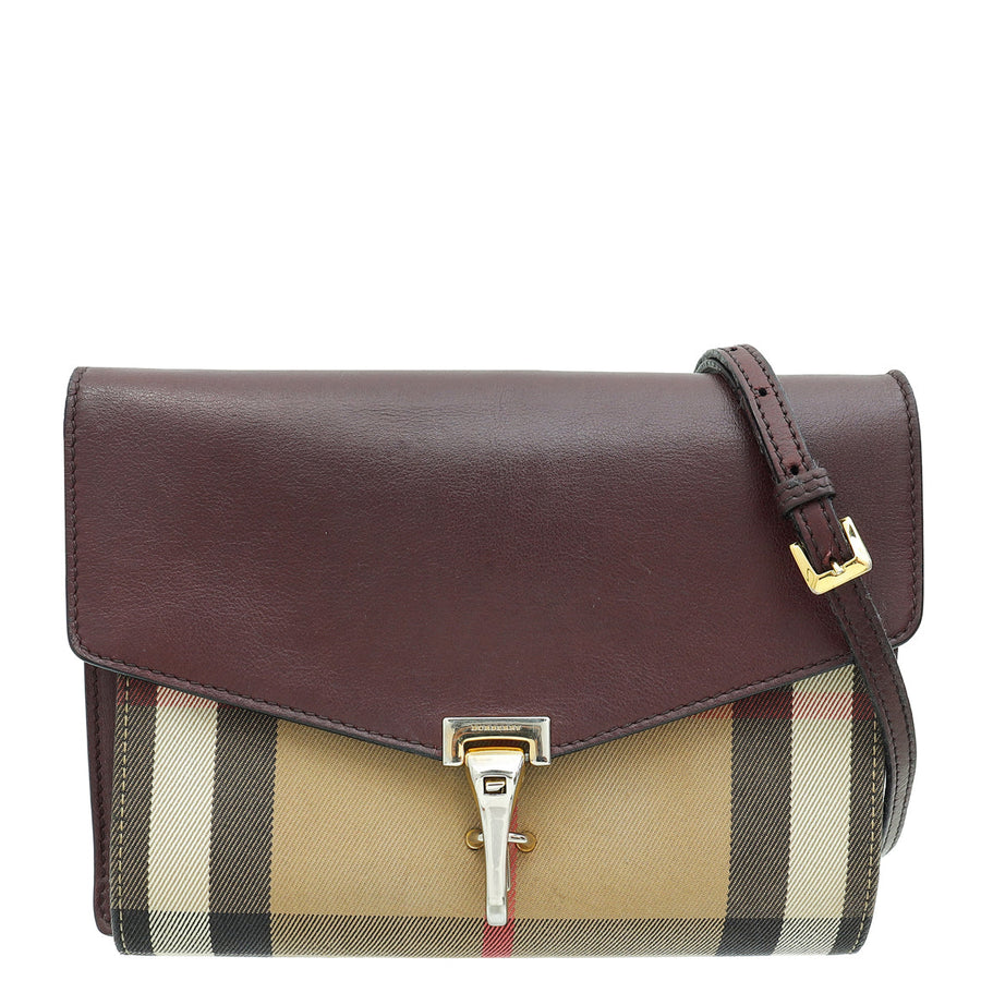 Burberry Burgundy House Check Macken Crossbody Bag