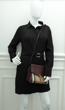Burberry Burgundy House Check Macken Crossbody Bag