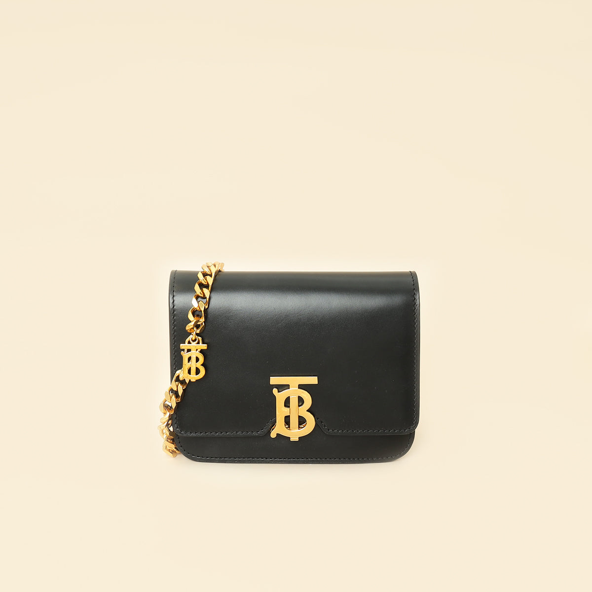 Burberry Black TB Logo Chain Belt Bag