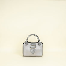 Burberry Metallic Silver Small Buckle Tote Bag