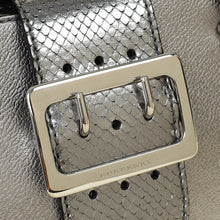 Burberry Metallic Silver Small Buckle Tote Bag