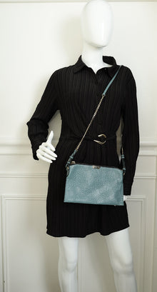 Burberry Blue Grey Heritage Grained Chichester Crossbody Bag