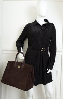 Burberry Chocolate Rocking Horse Suede Medium Tote Bag