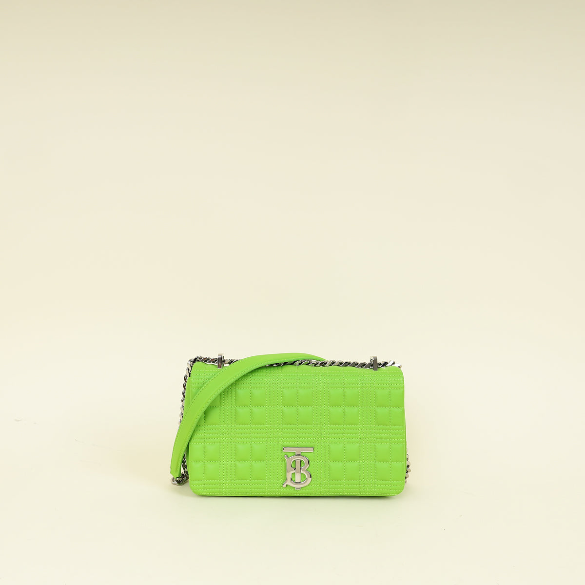 Burberry Brilliant Green Quilted Lola Small Flap Chain Bag