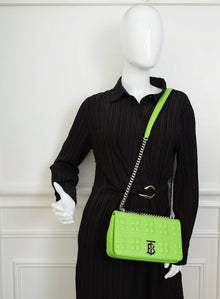 Burberry Brilliant Green Quilted Lola Small Flap Chain Bag