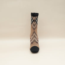Burberry Bicolor Knit Check Dolman Sock Boots 39