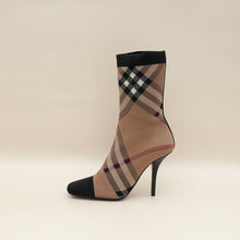 Burberry Bicolor Knit Check Dolman Sock Boots 39