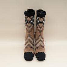 Burberry Bicolor Knit Check Dolman Sock Boots 39