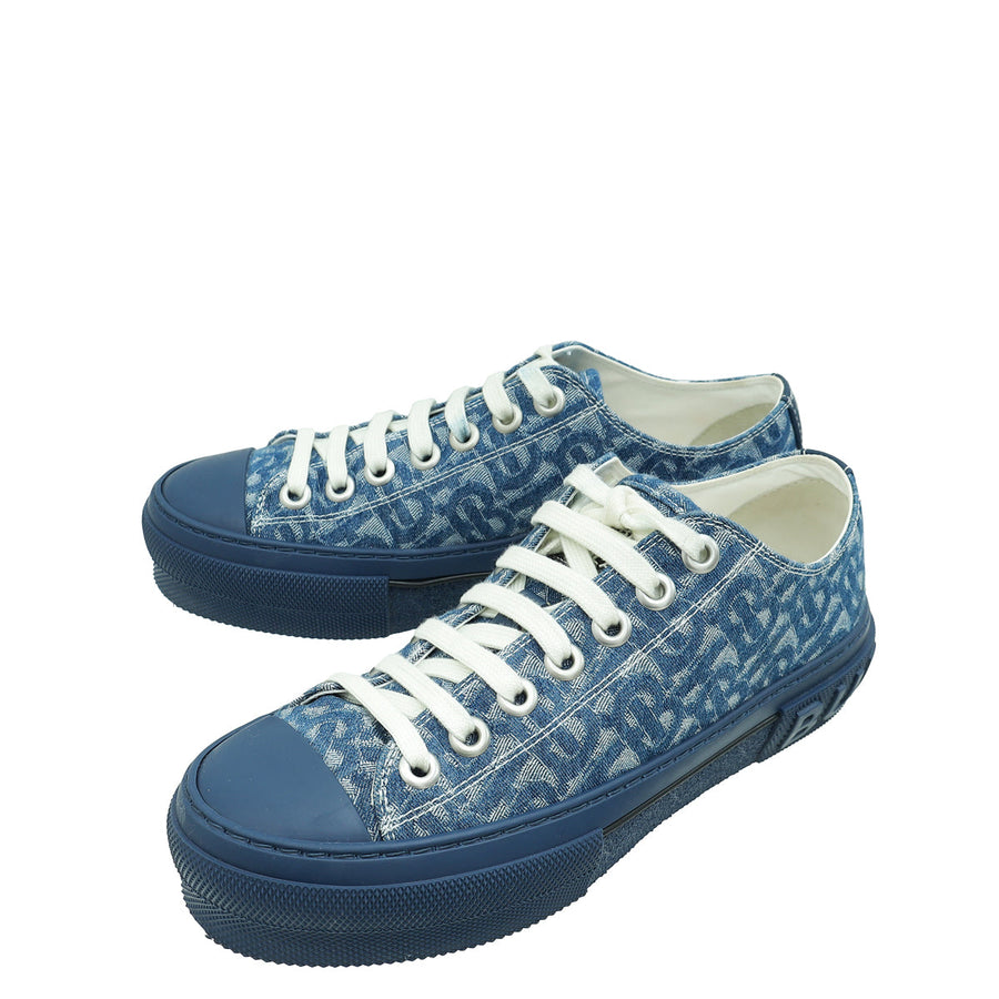 Burberry Blue Denim TB Monogram Jack Sneakers 38