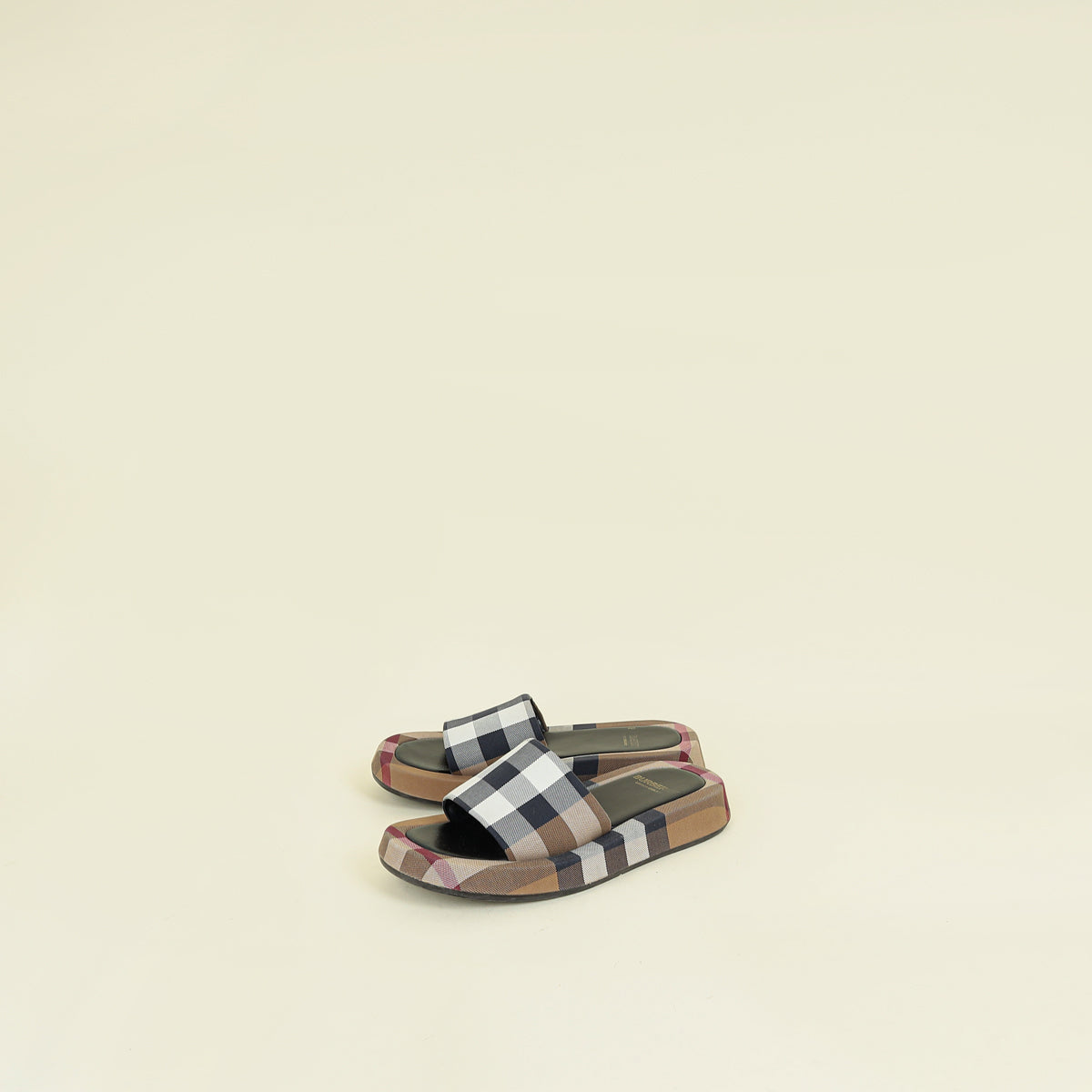 Burberry Beige Multicolor Buckingham Slides Sandal 36