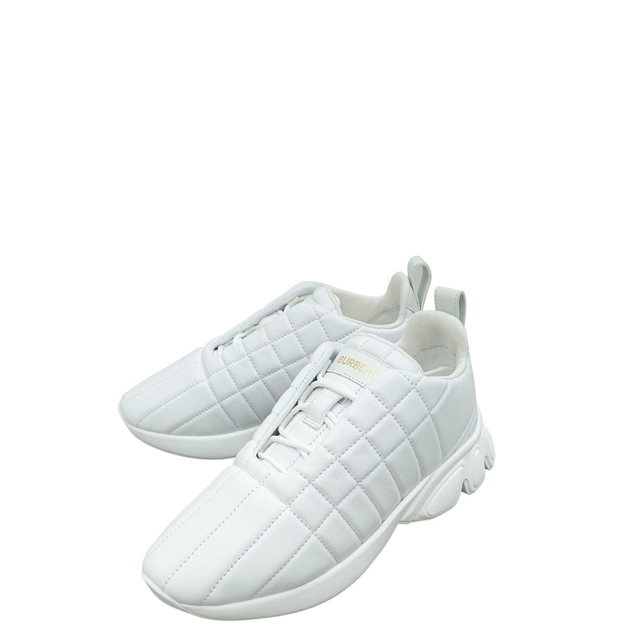 Burberry White Axburton Low-top Quilted Sneakers 37.5