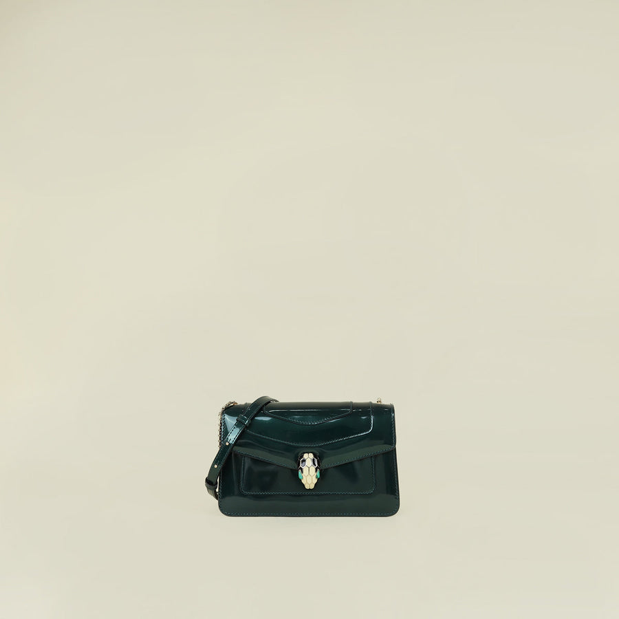 Bvlgari Emerald Green Serpenti Forever Flap Crossbody Bag