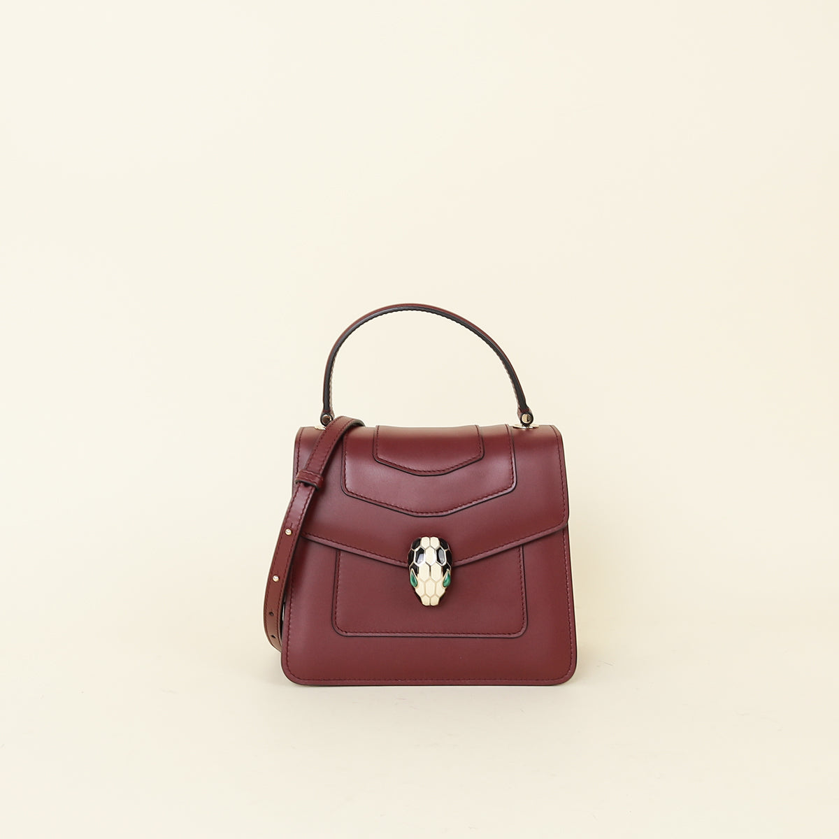 Bvlgari Burgundy Serpenti Forever Top Handle Shoulder Bag