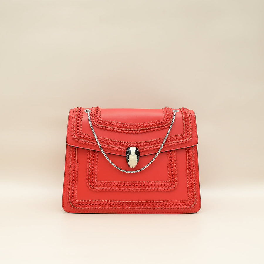 Bvlgari Red Serpenti Forever Large Shoulder Bag