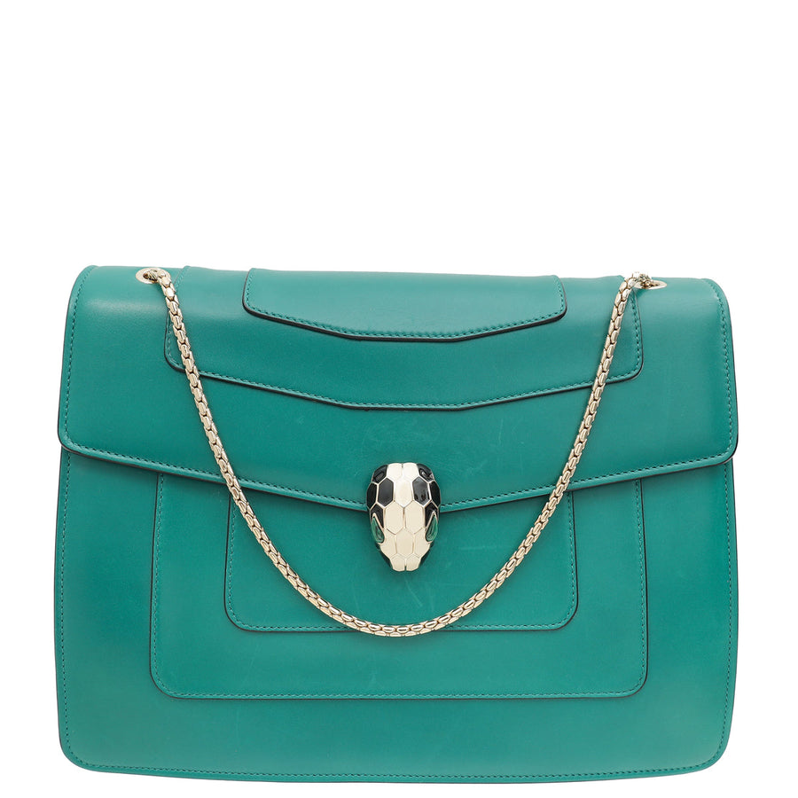 Bvlgari Green Serpenti Forever Large Flap Bag