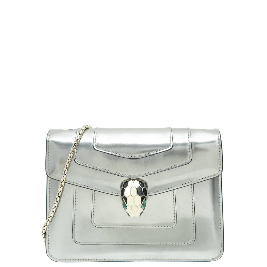 Bvlgari Silver Grey Serpenti Forever Small Crossbody Bag
