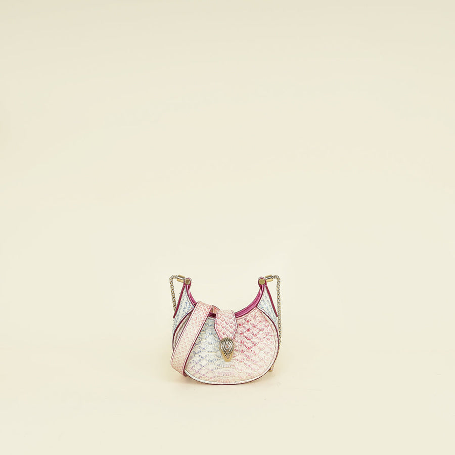 Bvlgari Pink Multicolor Serpenti Ellipse Python Micro Chain Shoulder Crossbody Bag