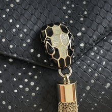 Bvlgari Black Python Serpenti Forever Tassel Clutch Bag