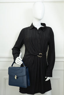 Bvlgari Navy Blue Serpenti Forever Top Handle Bag