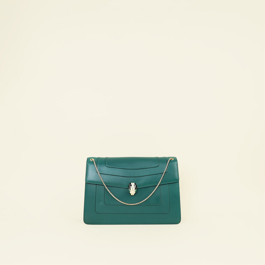 Bvlgari Green Serpenti Forever Flap Shoulder Bag