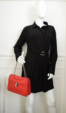 Bvlgari Red Serpenti Ruffled Forever Shoulder Bag