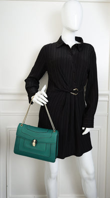 Bvlgari Green Serpenti Forever Flap Shoulder Bag