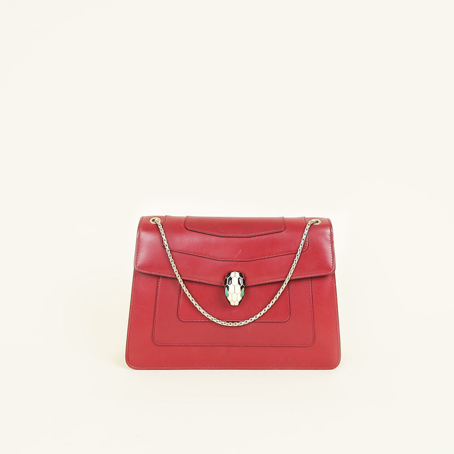 Bvlgari Burgundy Serpenti Forever Flap Shoulder Bag