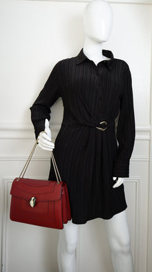 Bvlgari Burgundy Serpenti Forever Flap Shoulder Bag