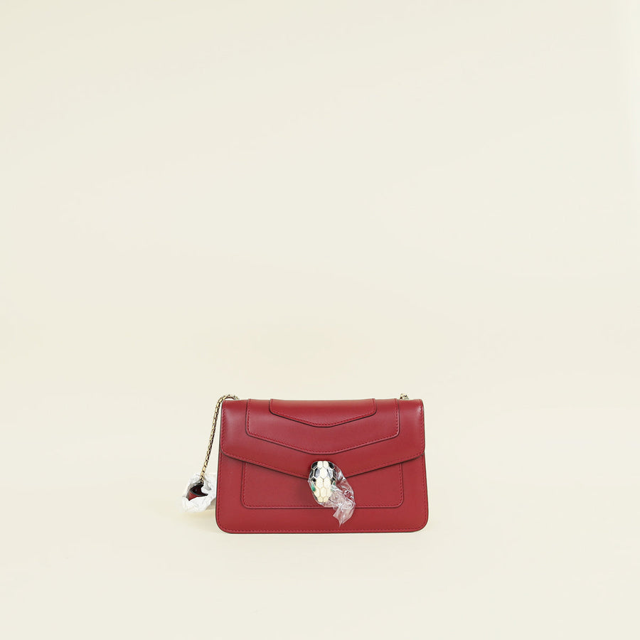 Bvlgari Red Serpenti Forever Flap Crossbody Bag