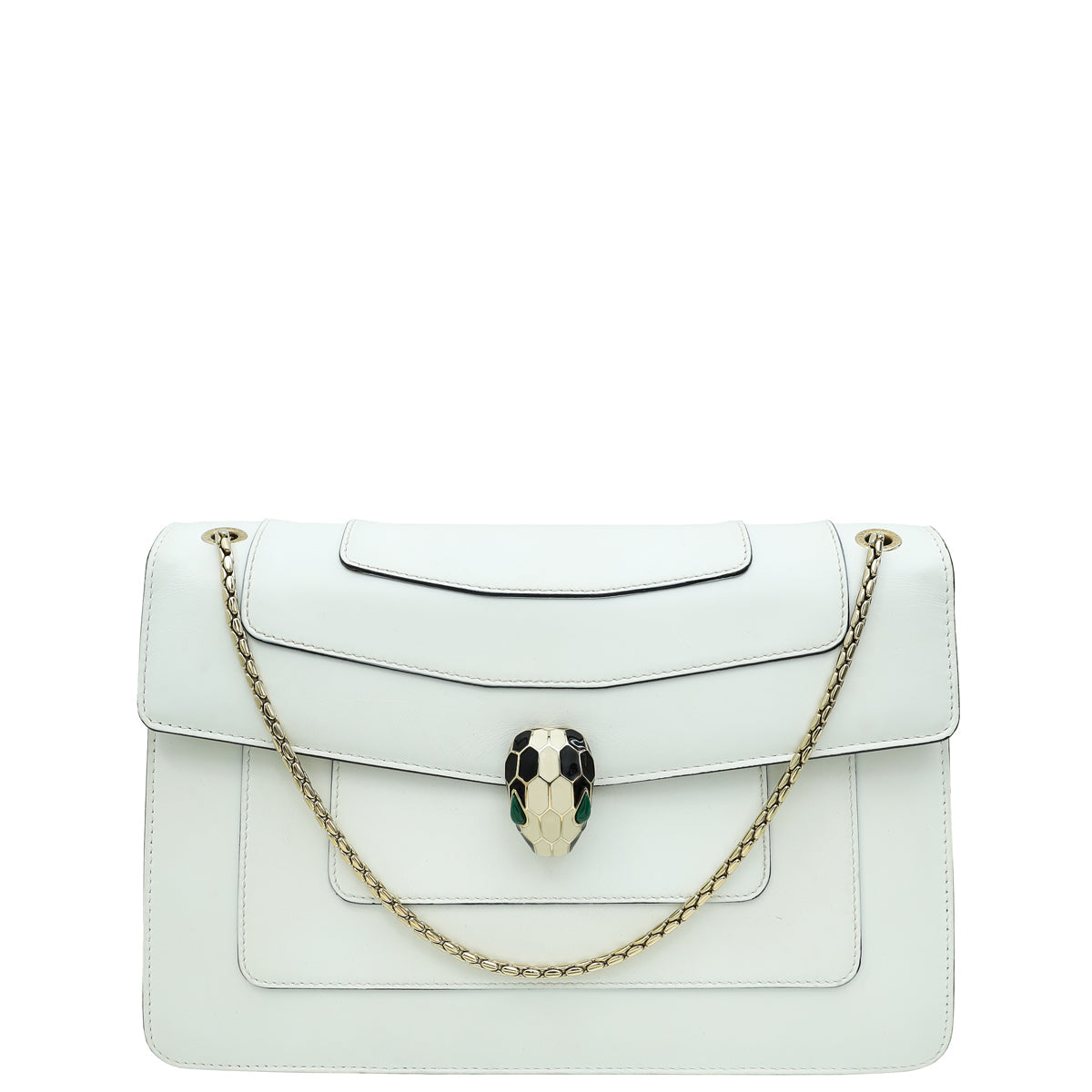 Bvlgari White Serpenti Forever Medium Shoulder Bag
