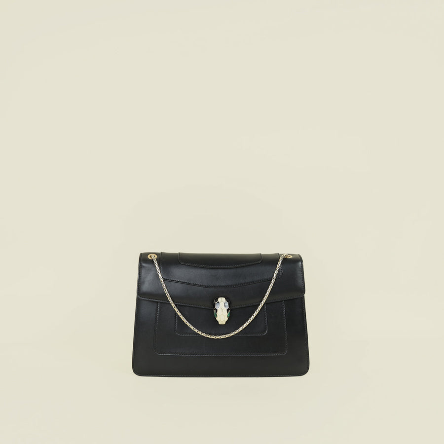 Bvlgari Black Serpenti Forever Flap Shoulder Bag
