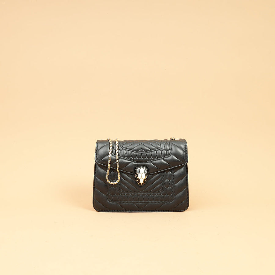 Bvlgari Black Quilted Scaglie Serpenti Forever Bag