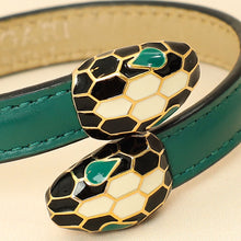 Bvlgari Emerald Green Serpenti Forever Leather Bracelet