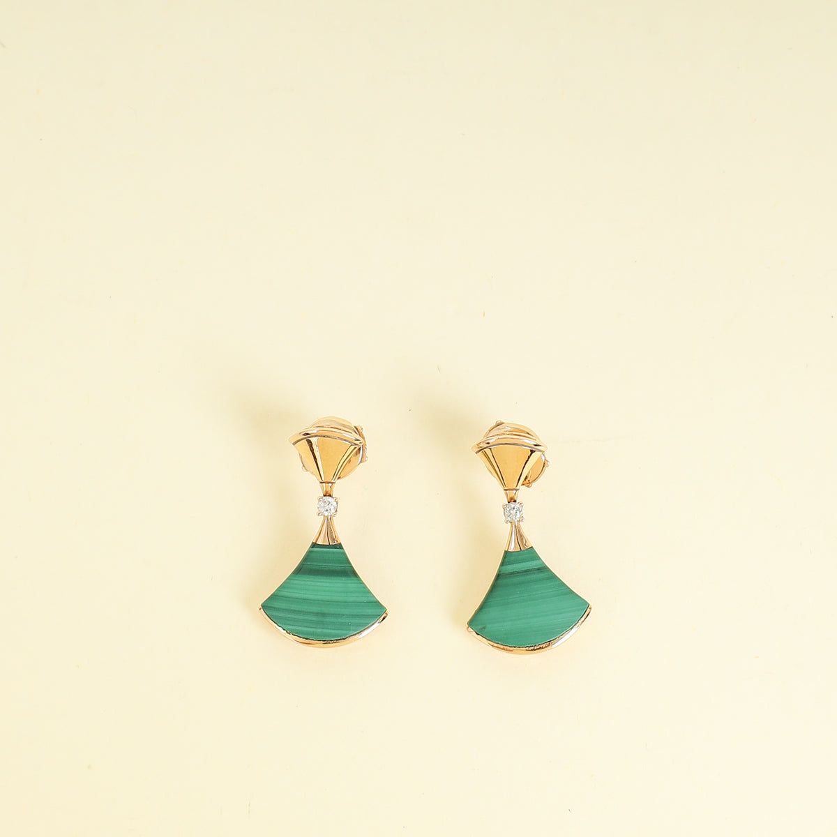 Bvlgari 18K Rose Gold Divas’ Dream Malachite Diamond Earrings