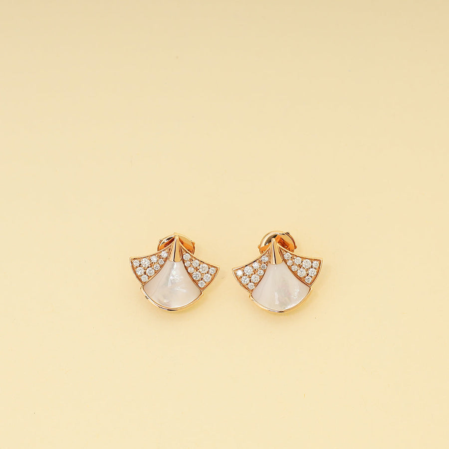 Bvlgari 18K Rose Gold Diamond MOP Diva's Dream Earrings
