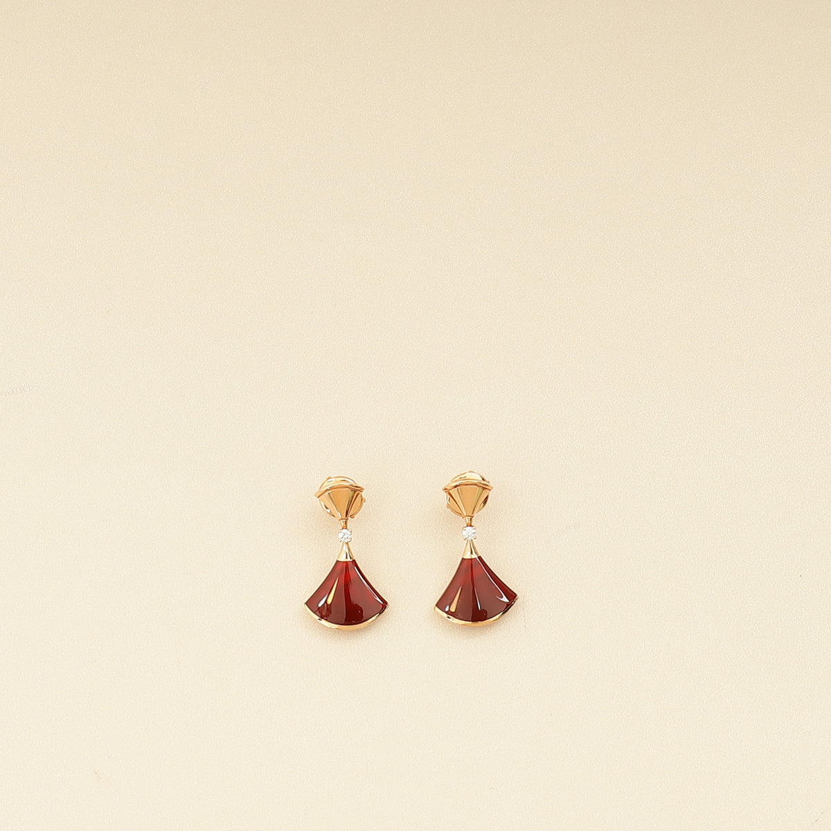 Bvlgari 18K Rose Gold Carnelian Diamond Diva's Dream Earrings