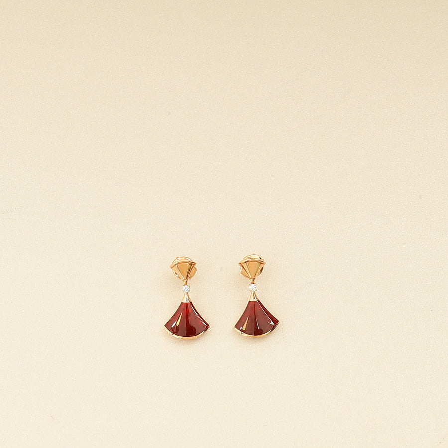 Bvlgari 18K Rose Gold Carnelian Diamond Diva's Dream Earrings