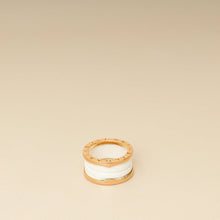 Bvlgari 18K Rose Gold B.zero1 Four Band White Ceramic Ring 55