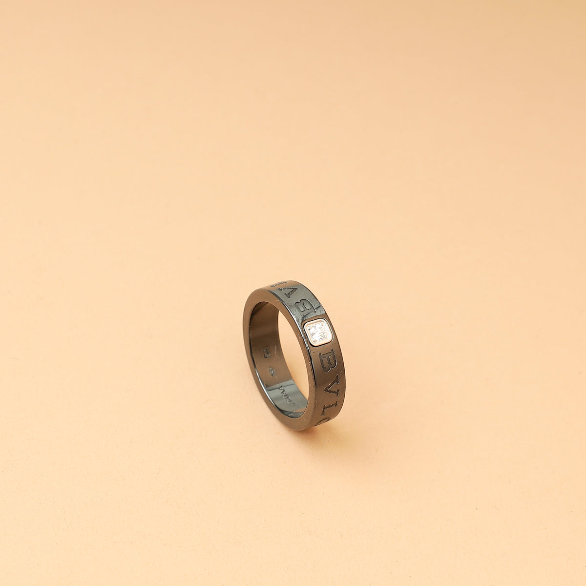 Bvlgari Black Bvlgari Essential Ceramic w/Diamond Ring 54