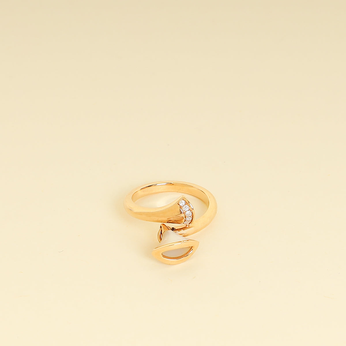 Bvlgari 18K Pink Gold Diamond MOP Diva's Dream Ring 49