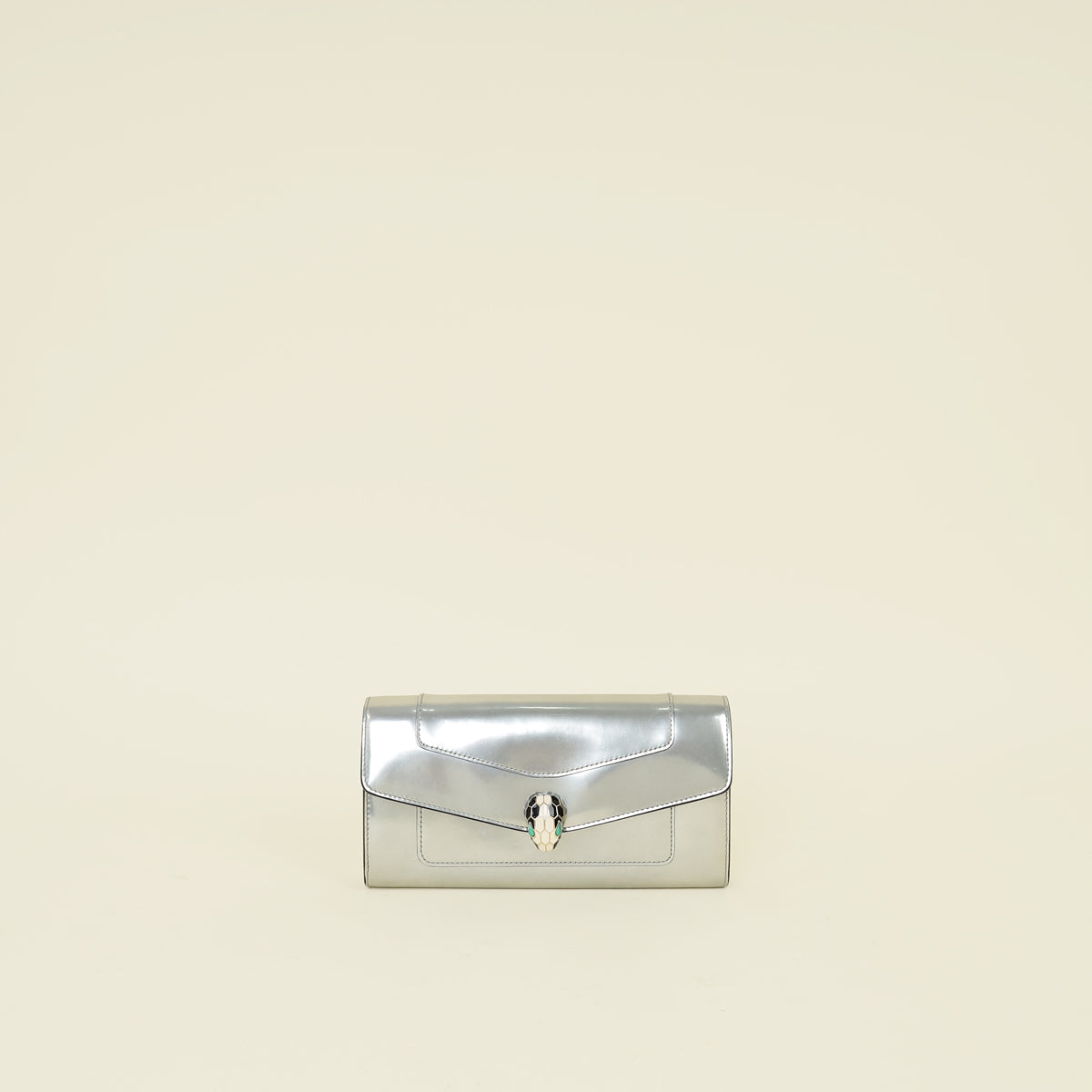 Bvlgari Metallic Silver Serpenti Forever Continental Wallet