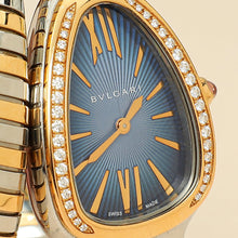 Bvlgari Stainless Steel Rose Gold Diamond Serpenti Tubogas Single Spiral Quartz 35mm Small Watch