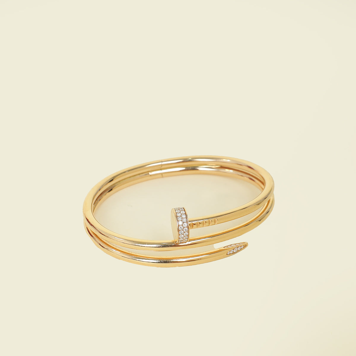 Cartier 18K Pink Gold Diamond Double Juste un Clou Bracelet 17
